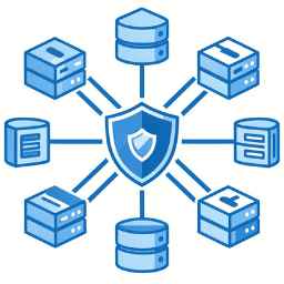 Edge network security icon representing protected distributed infrastructure